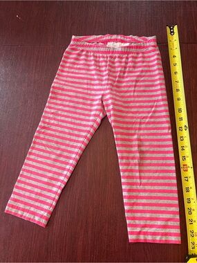 Hanna Andersson Striped Pink and Light Gray Girls' Leggings
